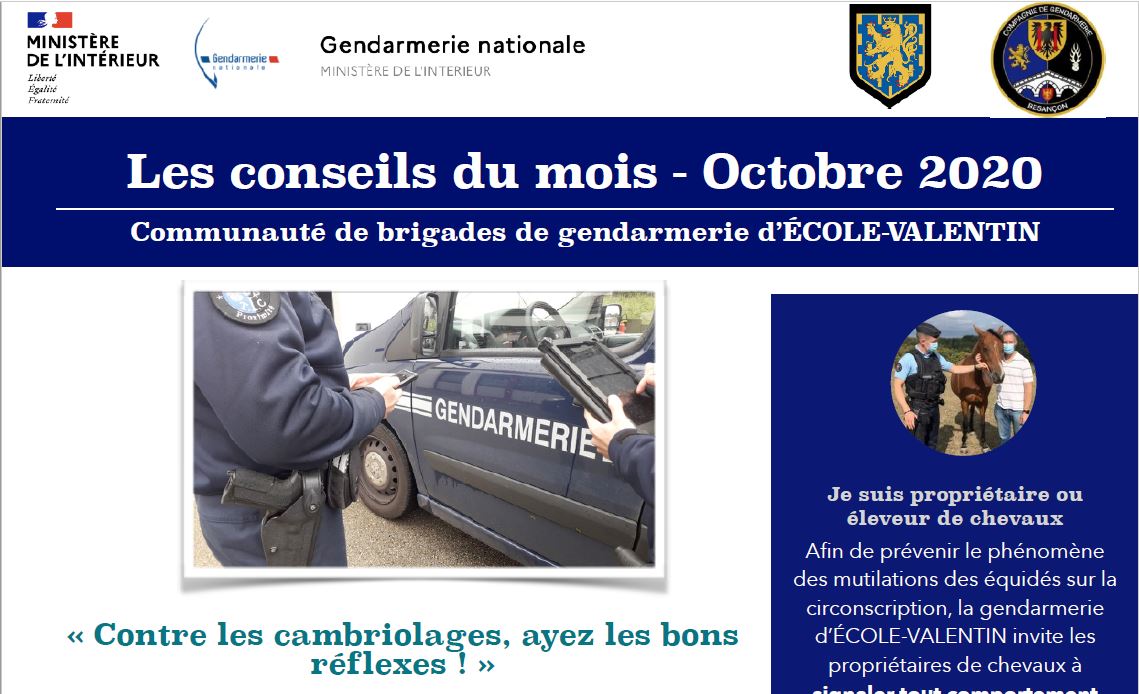 Infos gendarmerie octobre
