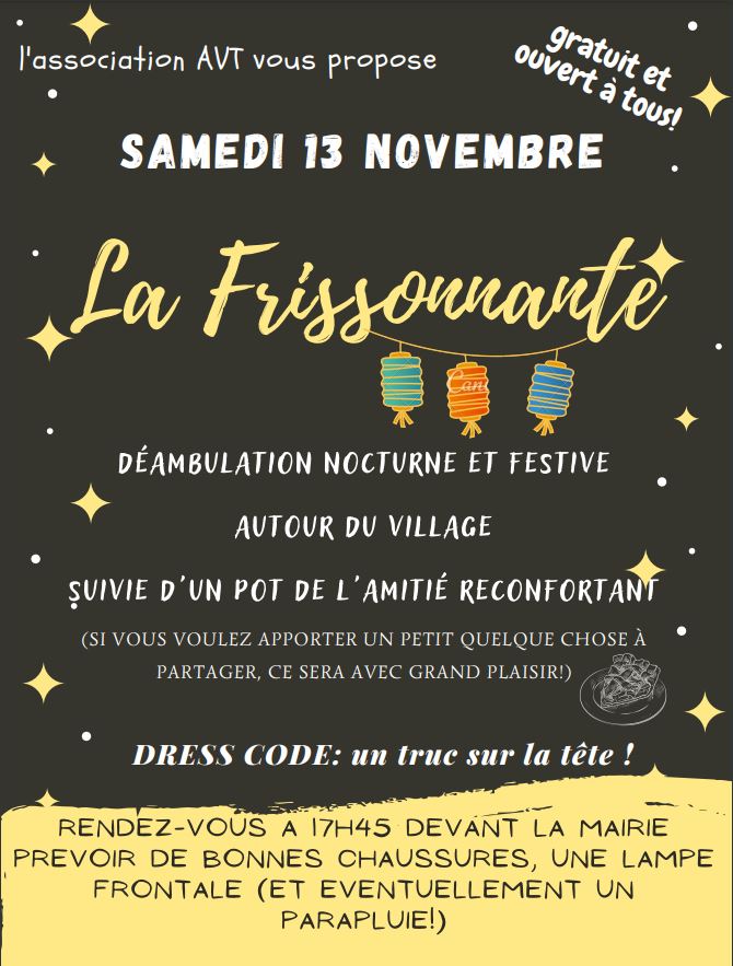 Randonnée nocturne samedi 13 novembre