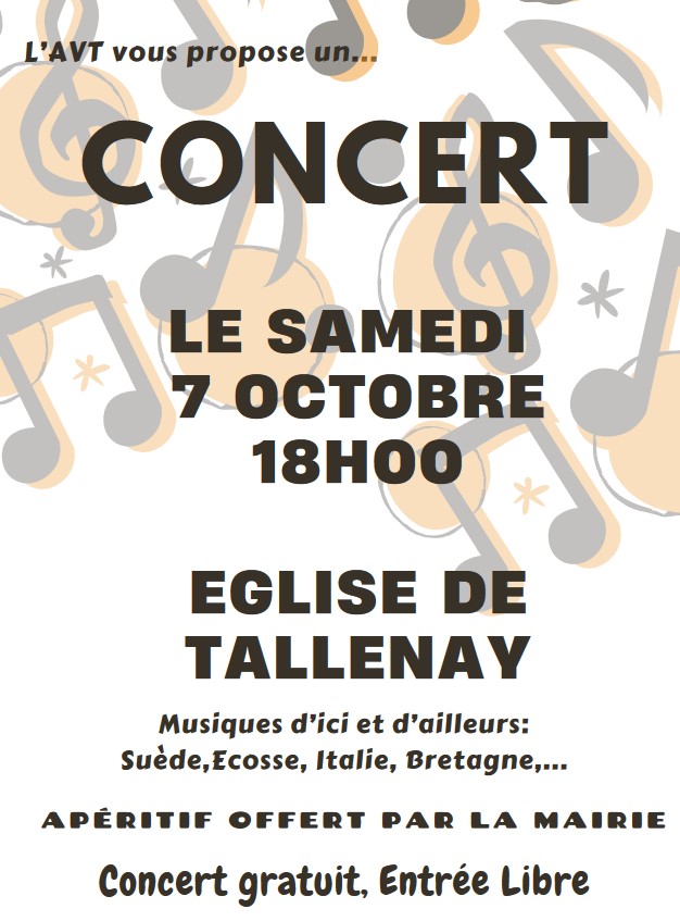 Concert samedi 7 octobre en l’église de Tallenay