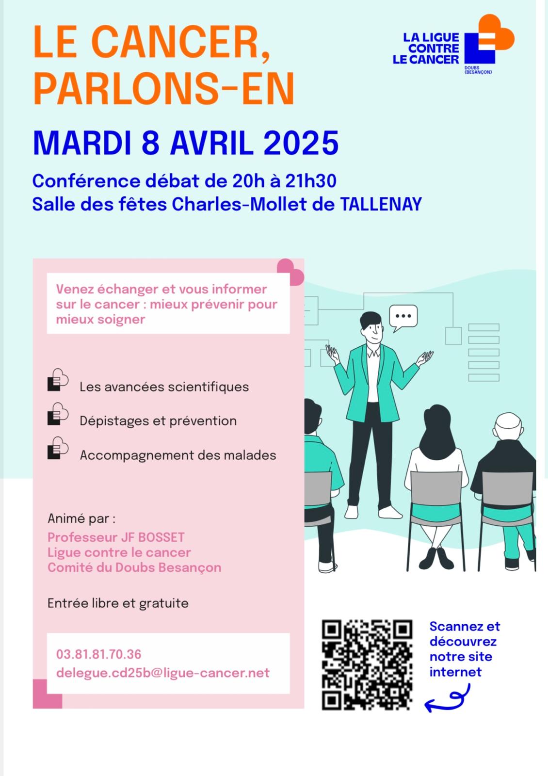 Conférence débat : le cancer, parlons-en le mardi 8 avril